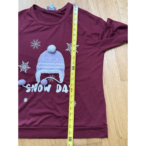 Rocking Around Women’s Snow Day Christmas Sweater Winter Knitted Red Maroon Sz M - Picture 7 of 10